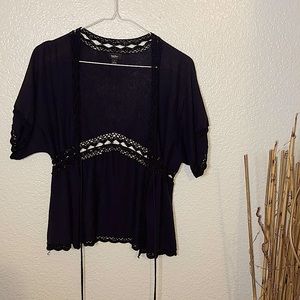 Grunge||boho||y2k||western|| crochet lined, short sleeve cardigan vest